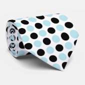 Schwarze und pastellblaue Polka-Punkte Krawatte (Gerollt)