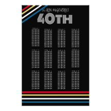 Schwarze und primäre 40. Retro-Strip-Sitztabelle