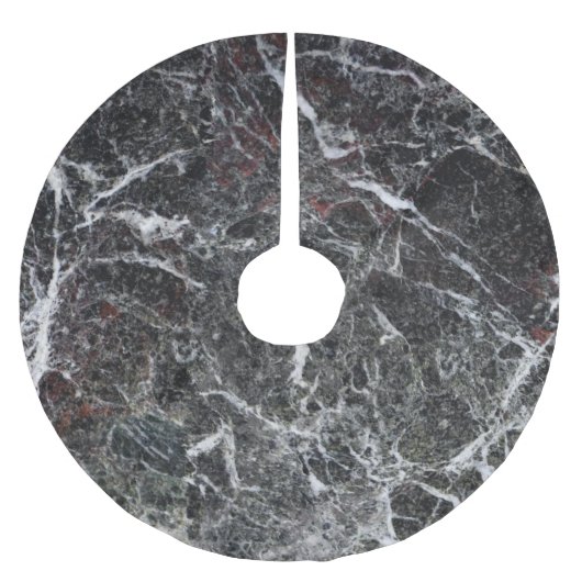 Schwarze und rauchgraue Marmortextur Polyester Weihnachtsbaumdecke (Vorderseite)