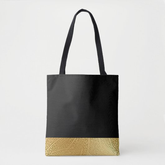 Schwarze und rieszierte Gold-Metallic-Drucktasche Tasche (Vorderseite)