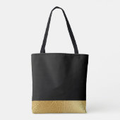 Schwarze und rieszierte Gold-Metallic-Drucktasche Tasche (Rückseite)