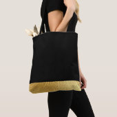 Schwarze und rieszierte Gold-Metallic-Drucktasche Tasche (Von Nahem)