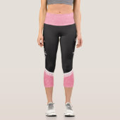 Schwarze und rosa, bläserne weiße Streifen und Nam Capri Leggings (Vorderseite)