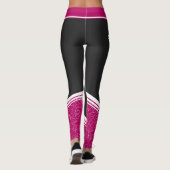Schwarze und rosa bläserweiße Streifen und Name Leggings (Rückseite)