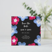 Schwarze und rosa Blume  Save The Date (Stehend Vorderseite)