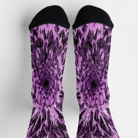 Schwarze und rosa Dahlienblüte Socken (Oben)
