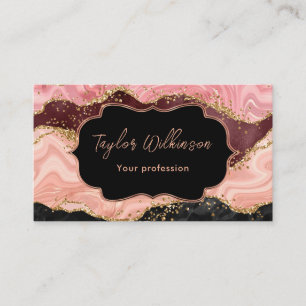 Schwarze und rosa falsche Glitter-Pailletten-Achat Visitenkarte