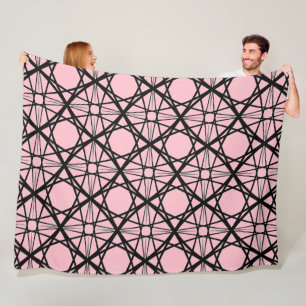 Schwarze und rosa geometrische Kunst Fleecedecke