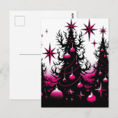 Schwarze und rosa Gotische Weihnachtsbaumen Postkarte (Vorne/Hinten)