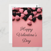 Schwarze und rosa Herzen auf rosa Erde Valentinin Postkarte (Vorne/Hinten)