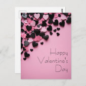Schwarze und rosa Herzen auf rosa Erde Valentinin Postkarte (Vorne/Hinten)