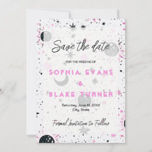 Schwarze und rosa himmlische Hochzeit - Save-the-D Einladung