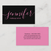 Schwarze und rosa Maskenbildner-Visitenkarten Visitenkarte (Vorne/Hinten)