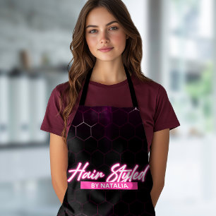 Schwarze und rosa Neon-Friseur-Schürze Schürze