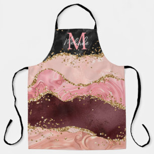 Schwarze und rosa Pailletten Achat Schürze