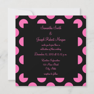 Schwarze und rosa-punkige Hochzeit Einladung
