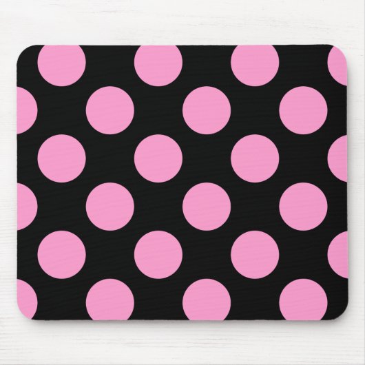 Schwarze und rosa Punkte Mousepad (Vorne)