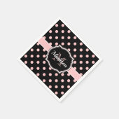Schwarze und rosa Punkte Serviette (Ecke)