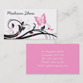 schwarze und rosa Schmetterlings-Visitenkarte Visitenkarte (Vorne/Hinten)