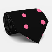 Schwarze und rosa Tupfenkrawatte Krawatte (Gerollt)