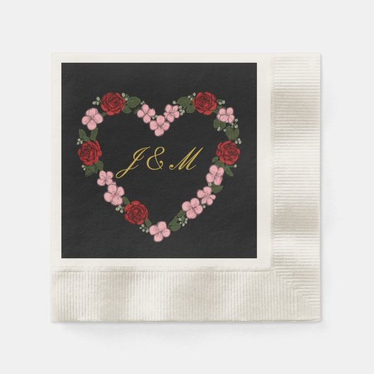 Schwarze und rosane Hochzeit Serviette (Vorderseite)
