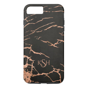 Schwarze und Rose-Gold-Marmorklecksen Case-Mate iPhone Hülle