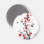 Schwarze und rote Blume Magnet (Vorderseite/Rückseite)