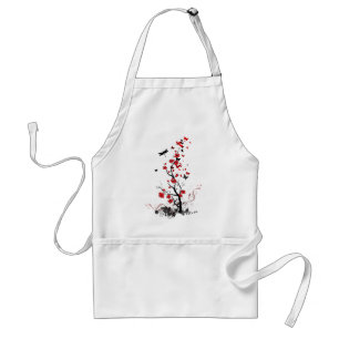 Schwarze und rote Blumen Schürze