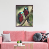 Schwarze und rote Broadbills Leinwanddruck (Insitu (Wohnzimmer))