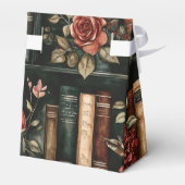 Schwarze und rote Bücher mit Blumen im Bücherregal Geschenkschachtel (Rückseite)