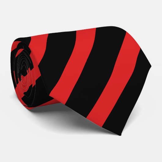 Schwarze und rote Diagonal-Gestreifte Krawatte (Gerollt)