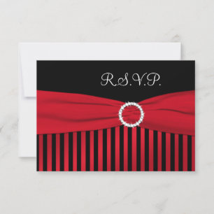 Schwarze und rote gestreifte Antwortkarte RSVP Karte