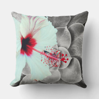 Schwarze und rote Hibiskus-Wandkunst Kissen