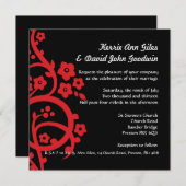 Schwarze und rote Hochzeits-Einladung Einladung (Vorne/Hinten)