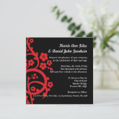 Schwarze und rote Hochzeits-Einladung Einladung (Stehend Vorderseite)