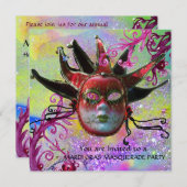 SCHWARZE UND ROTE JESTERMASK , Party Einladung (Vorne/Hinten)