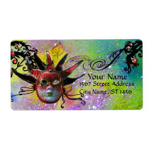 SCHWARZE UND ROTE JESTERMASK ,Party-Masquerade Lil