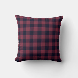 Schwarze und rote Karo-Kissen im Vintage-Design Kissen