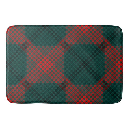 Schwarze und rote Kugeln oder Löcher über grünem H Badematte (Vorderseite)