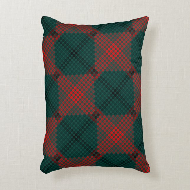 Schwarze und rote Kugeln oder Löcher über grünem H Dekokissen (Vorderseite(Vertikal))