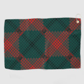 Schwarze und rote Kugeln oder Löcher über grünem H Golfhandtuch (Horizontal)