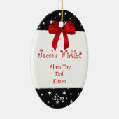 Schwarze und rote kundenspezifische Wishlist Keramik Ornament (Rechts)