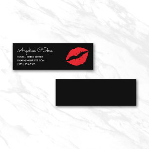 Schwarze und rote Lippenstift-Launen-Schrift Mini Visitenkarte