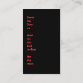 Schwarze und rote moderne Visitenkarte von Ginette (Rückseite)