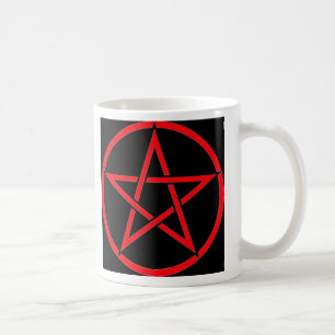 Schwarze und rote Pentagram/Pentagramm Wiccan Kaffeetasse