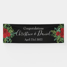 Schwarze und Rote Peony & Rose Blumenhochzeit Banner