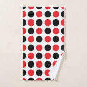 Schwarze und rote Polka-Punkte Badhandtuch Set (Handtuch)