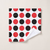 Schwarze und rote Polka-Punkte Badhandtuch Set (Waschlappen)