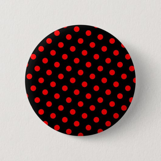 Schwarze und rote Polka-Punkte Button (Vorderseite)