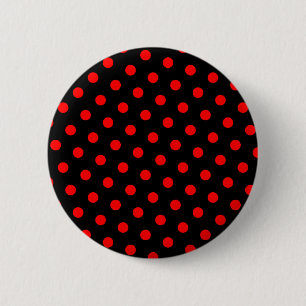 Schwarze und rote Polka-Punkte Button